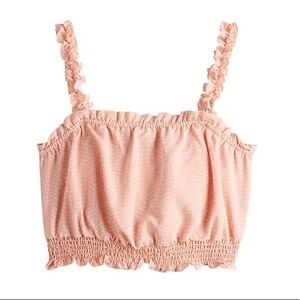 Lily Rose XL smocked waist crop top w/ruffle elastic strap stripes peach